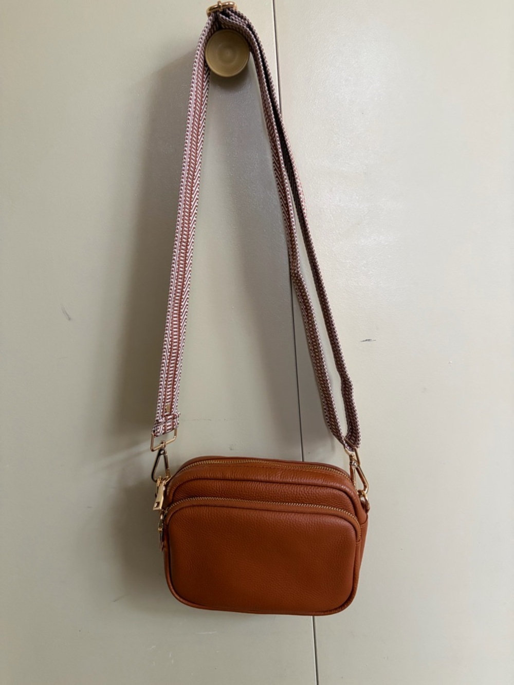 Everyday Pebbled Leather Crossbody in Cognac - Picture 2 of 4